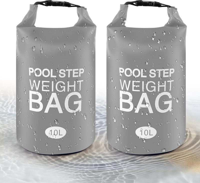 whumsdog Universal Pool Step Weights 250D PVC Waterproof Swimming Pool Ladder Weights 10L No Breaken Above Ground Pool Ladder Sand Bags Foldable Pool Stair Weights for Pool Steps Easy Fill Sand (Grey) - Image 1